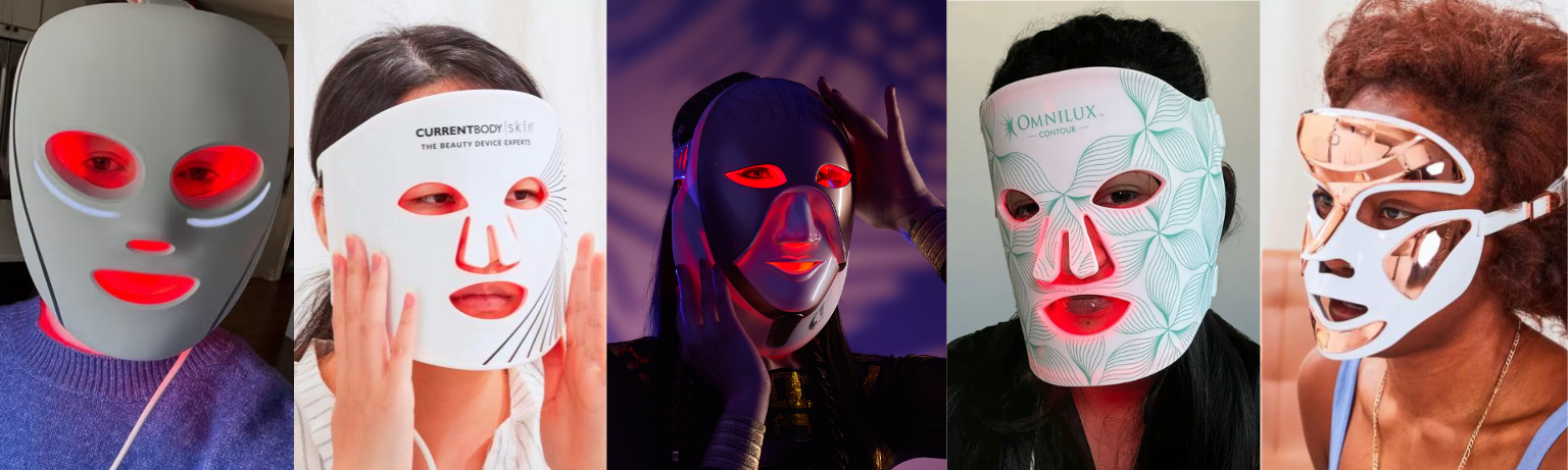 Five LED face mask designs compared